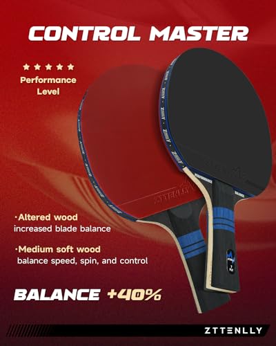 Ping Pong Paddle with Carbon Technology | Performance-Series,7-ply Finest Blade, Expert Speed/Edge/Balance, Thicker Protector Case | Table Tennis Racket for Professional - color: 1-Pack, style: Balance