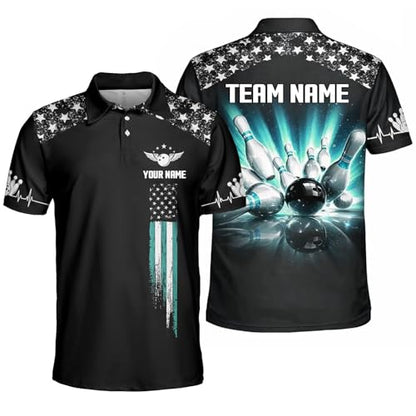 GABITA Personalized Bowling Jerseys for Men, Custom Bowling Polo Shirt, Bowling Shirts Gift for Bowler Team Player - color: A52