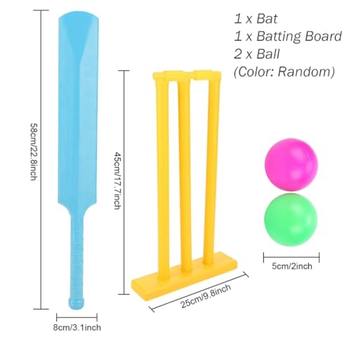 Croquet Set with Stand, Fun Croquet Wickets with 2 Balls, Safe Cricket Set, Plastics Bat and Ball Set, Enhance Strength Play Toys for Interactive Famliy, Hand-Eye Coordination
