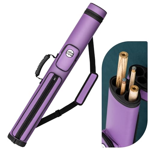 Trymaker Pool Cue Case, 2x2 Pool Stick Case (Not for 3/4) – Hard Billiard Bag for 2 Sticks, Billiard Accessories - color: Purple