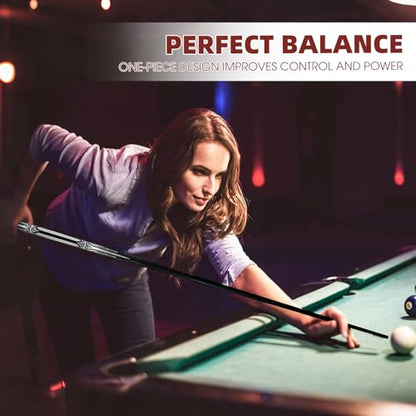 HMQQ 58" One Piece Fiberglass Pool Cue Stick Set of 4, 21oz Warp-Resistant Billiard Cues with Leather Tip, Premium Matte Finish Bar Pool Sticks for House Use, Red & White - color: White