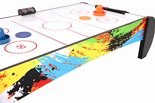 Air Hockey Table for Kids | Tabletop Air Hockey for Children, Girls, Boys, Teens with Air Hockey Pucks and Paddles, Electronic Fans - color: Green/Black