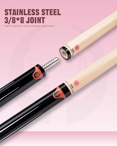 KONLLEN Maple Pool Cue Stick for Adults - Features Low Deflection Shaft, Titanium Alloy 3/8x8 Joint, and 12mm Tip - color: K-P-01