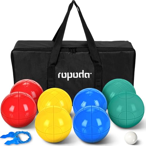 ropoda 100mm Bocce Ball Set, Lighter Bocce Ball for Beginners with 8 Balls, Pallino, Case and Measuring Rope for Backyard/Beach/Lawn, Composite Plastic for Kids Teens Beginners - size: 100mm