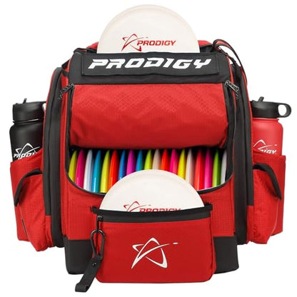 Prodigy Disc BP-1 V3 Disc Golf Backpack | Backpack Storage with 30+ Disc Capacity | Disc Golf Backpack Bag | Tear & Water Resistant | Golf Accessories for Men | Large Golf Disc Bags - color: Red