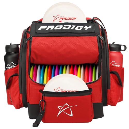 Prodigy Disc BP-1 V3 Disc Golf Backpack | Backpack Storage with 30+ Disc Capacity | Disc Golf Backpack Bag | Tear & Water Resistant | Golf Accessories for Men | Large Golf Disc Bags - color: Red