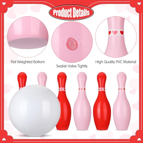 Lunmon 11 Pcs Easter Giant Inflatable Bowling Set 27 Inch Carrot Pins with 23 Inch Bowling Ball Indoor Outdoor for Adults Easter Party Yard Indoor Outdoor Games Supplies(Valentine's Day) - style: Valentine's Day
