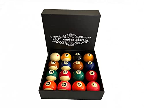 Champion Deluxe 2-1/4" Billiard Pool Ball Set Complete 16 Ball Set (Several Style Available) - color: Pro TV Pool Balls Set