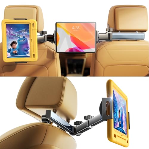 LISEN for iPad Holder Car Tablet Mount, Road Trip Essentials Toddler Kids Travel Gifts, Car Accessories for Women Interior Organizer Mens Truck 3in1 Tablet Holder for Car Camping Back Seat Headrest