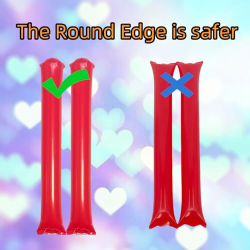 48pcs Round Head Boom Sticks Thunder Sticks Cheering Sticks Team Spirit Plastic Cheerleading Spirit Stick Clapper Inflatable Noise Maker Sports Supply (Red) - color: Red
