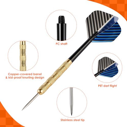 MaxMau 18 pcs Steel Tip Darts Set for Dartboard Metal Point Aluminum Foil Dart Flights