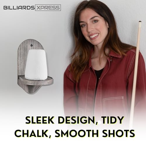 Elegant Wall Mounted Pool Table Chalk Cone Holder - Extra-Sturdy with Beveled Edge and Hardware - Gray