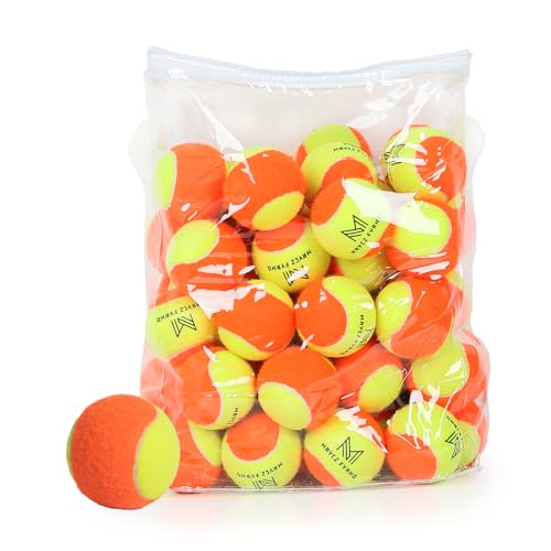 12/18/24/30/40/60 Pack Tennis Balls for Kids 25%-50% Low Compression Stage Tennis Ball for Beginners Youth Kids Training Practicing with Mesh Bag Easy to Transport - color: Y&O-60Pack