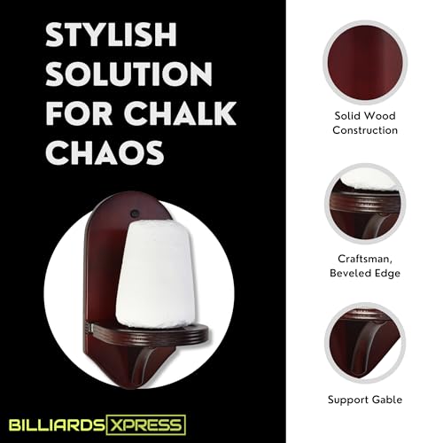 Pool Hand Chalk Holder - Elegant Cone Chalk Holder - Extra-Sturdy Pool Chalk Holder - Wall Mounted Pool Table Chalk Holder with Beveled Edge and Hardware - Pool Table Accessories - color: Mahogany