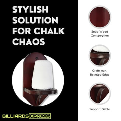 Pool Hand Chalk Holder - Elegant Cone Chalk Holder - Extra-Sturdy Pool Chalk Holder - Wall Mounted Pool Table Chalk Holder with Beveled Edge and Hardware - Pool Table Accessories - color: Mahogany