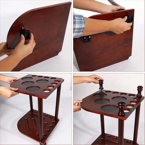 Pool Stick Holder Floor Stand, Freestanding Pool Cue Rack Hold up to 8 Cues Sticks Pool Cue Storage Rack Billiards Stick Holder Pool Cue Rack Corner for Game Room Pool Table Accessories