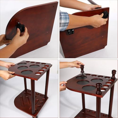 Pool Stick Holder Floor Stand, Freestanding Pool Cue Rack Hold up to 8 Cues Sticks Pool Cue Storage Rack Billiards Stick Holder Pool Cue Rack Corner for Game Room Pool Table Accessories