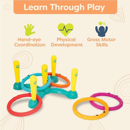 B. toys – Ring Toss Game – Indoor & Outdoor – Sling-a-Ring Toss – 12 Pieces – 5 Pegs & 5 Colorful Rings – for Toddlers, Kids – 3+ Years - style: Ring Toss Game