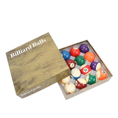 Billiard Balls Set, Resin 2.25inch Regulation Size High Friction Bright Colors with Clear Numbering Includes Ball