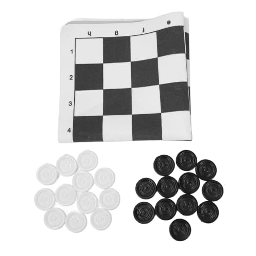Outdoor Checkers, Folding PU Leather Camping Games Checkers Set with 24 Pieces for Kids Adults Family Picnics Parties Lawn BBQ (Black) - color: Black