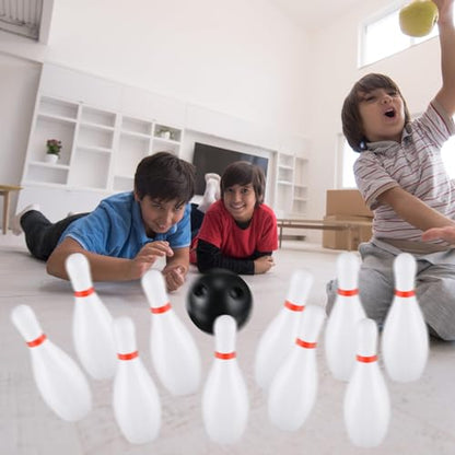RoundFunny 2 Pack 7.1 Inch Bowling Set, Indoor Outdoor Portable Lawn Game Include 20 Bowling Pins and 4 Plastic Ball for Boys Girls Educational Birthday Gift Party School Toy