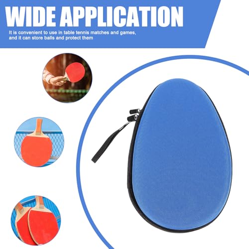 Kisangel Table Tennis Paddle Storage Case Eva Hard Shell Bat Cover Blue Portable Fixed Bag for Racket and Ball Storage Sports Use