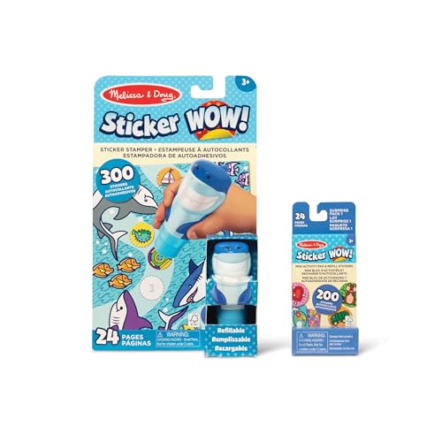 Melissa & Doug Sticker Wow!™ Shark Bundle: 24-Page Activity Pad, Sticker Stamper, 500 Stickers, Mini Pad, Arts and Crafts Fidget Toy Collectible Character - color: Shark, size: Bundle