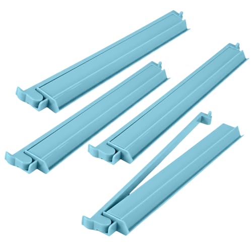 4 Pcs 18.7 Inch Misty Blue Acrylic Mahjong Tile Racks with Pushers for Game Night American Mahjong Racks Tile Set for Mah Jong Lovers and Beginners - color: Misty Blue