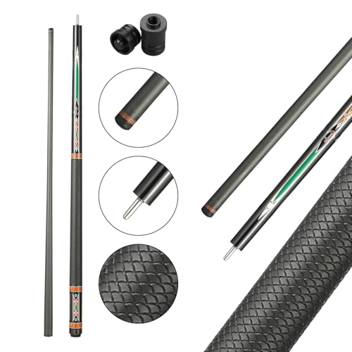 Carbon Fiber Pool Cue Stick,58" Pool Table Sticks, 12.5mm Tip Soft Grip Billiard Carbon Fiber cue, Weight 20OZ Cue Stick