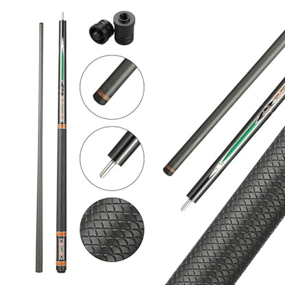 Carbon Fiber Pool Cue Stick,58" Pool Table Sticks, 12.5mm Tip Soft Grip Billiard Carbon Fiber cue, Weight 20OZ Cue Stick