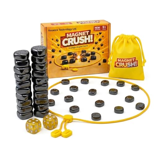 Magnet Crush Magnetic Strategy Board Game for Kids & Adults, Fun Tabletop Magnet Placement Game, STEM Educational Toy, Family Party Game, Travel Game, Puzzle Brain Teaser, Gift for Ages 9+ - color: Yellow