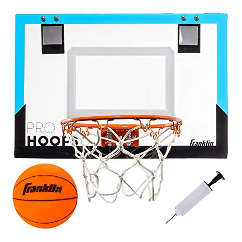 Franklin Sports Mini Basketball Hoops-Indoor Over The Door Mini Hoop+Basketball Sets-Perfect Accessory for Bedroom+Office - size: 17.75" x 12" (Pack of 1), style: Blue - 17.75" x 12"
