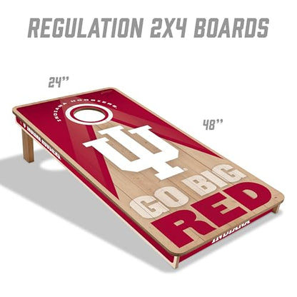 YouTheFan NCAA 2' x 4' Slogan Series Professional Wood Cornhole Game with Logo Bags - color: Indiana Hoosiers