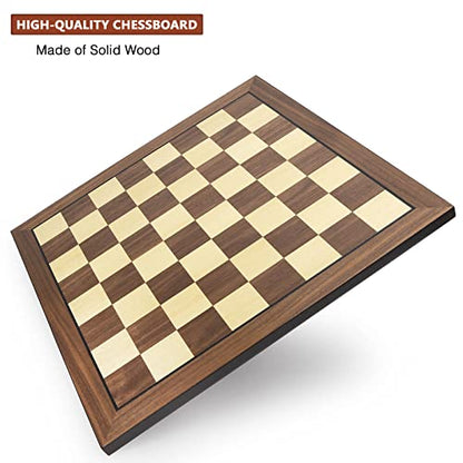 AMEROUS 17 Inches Wooden Chess Board Only, Professional Tournament Chess Board Large with Gift Package - Chess Rules, Beginner Chess Board Game for Adults