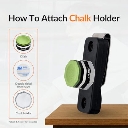 Cru5h Billiards Magnetic Chalk Holder Belt Clip - Rare Earth Neodymium Magnet Belt Clip with Metal Chalk Holders - Circle, Hexagon, Octagon, and Square Included