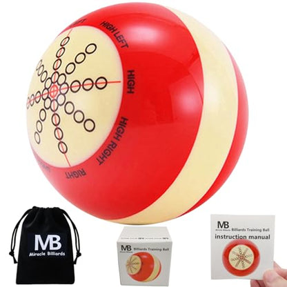 Billiards Cue Ball Pools Balls Practice Training Artifact with Training Guide Professional Cueballs for Precision Billiard Pool Accessories Used in Eight Balls, Home use or Coaching (2-1/4'', 6 oz)