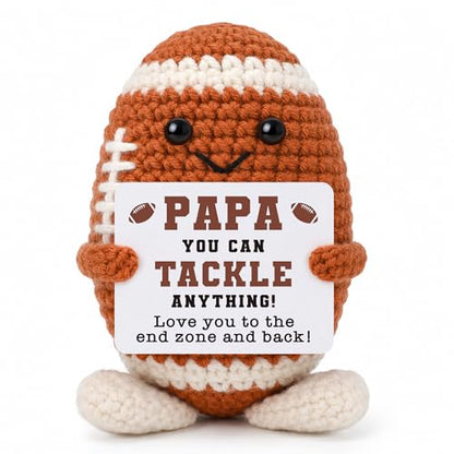 Fathers Day Grandpa Gifts for Papa, Papa Birthday Gifts from Grandkids, Grandpa Grandfather Best Cute Small Gift from Granddaughter Grandson, Funny Unique Handmade Crochet Football Grandfather Present - style: papa