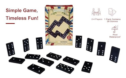 Offelec Wooden Double 6 Domino Set - 28 Tiles Black Dominoes for Kids, Adults, and Family Games Night | Ideal for 2-4 Players | Perfect for Classroom, Party, Travel, and Gifting | Classic Board Game - color: 1 Pack Double 6 Domino