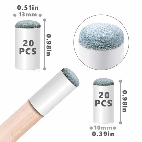40pcs Slip On Pool Cue Tips，Premium Replacement Pool Cue Tips ，2 Sizes Pool Stick Tips No Glue or Tool Required Billiard Cue Tips Replacement 10mm, 13mm Billiard Stick Tips for Snooker and Pool Cues