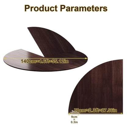 Foldable Round Wood Table Top Extender - Diameter 55 inch, 38 lbs | Indoor, dark walnut, folds for easy storage, no legs, fits 6-8 people, catering party tables, kitchen & dining room tabletop - size: D-55.12IN