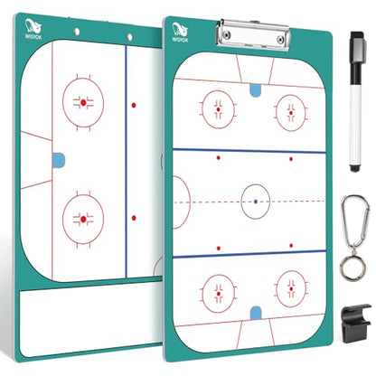 WISYOK Double-Sided Hockey Dry Erase Clipboard for Coaches, Whiteboard, Coach Lineup Board with Marker - style: Hockey