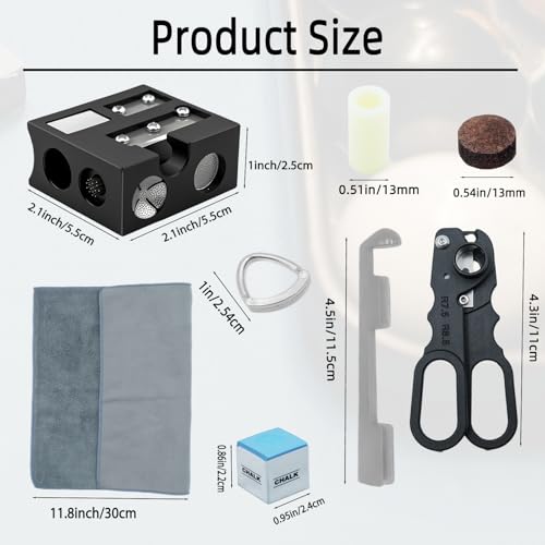 Pool Cue Tips Replacement Kit, 13mm Pool Stick Tips Replacement Kit Billiards Cue Tips Shaper Tools, Pool Cue Replacement Tips Repair Kit Billiard Pool Accessories - style: 12 in 1 shaper tool