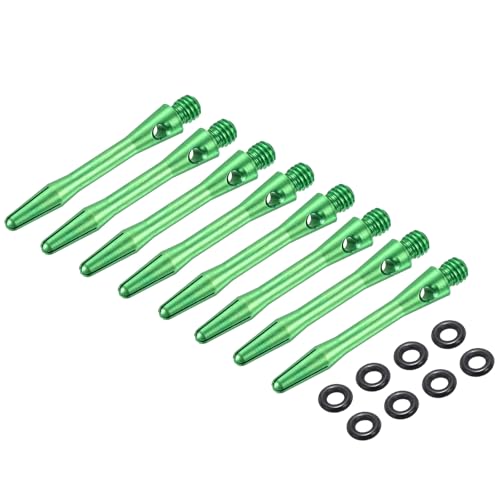 PATIKIL Aluminum Dart Shafts 2BA Thread Dart Stems Replacement Accessories with Rubber Rings for Steel Tip - color: Green, size: 35mm