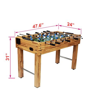 4ft Foosball Table, Soccer Football Game Table with 2 Balls, Easy to Assembly, Wooden Steel Indoor Sports Table for Home Game Room Office