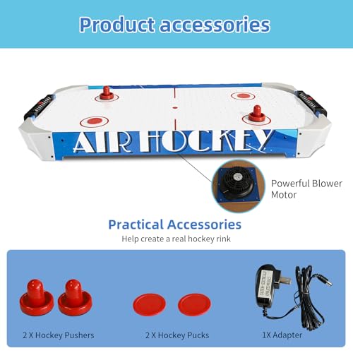 40 inch Table Top Air Hockey Table Kids and Adults, Includes Pucks and Paddles,Hockey Game Table for Home, Game Room, Office
