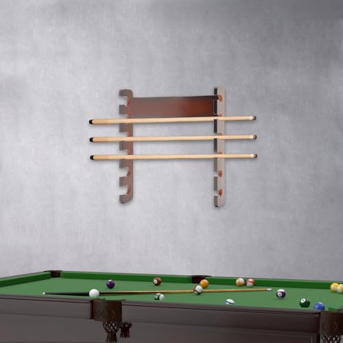6 Sticks Pool Cue Rack Wall Mounted, Horizontal Storage, Billiard Cue Holder for Play Room, Long Canes and Walking Sticks