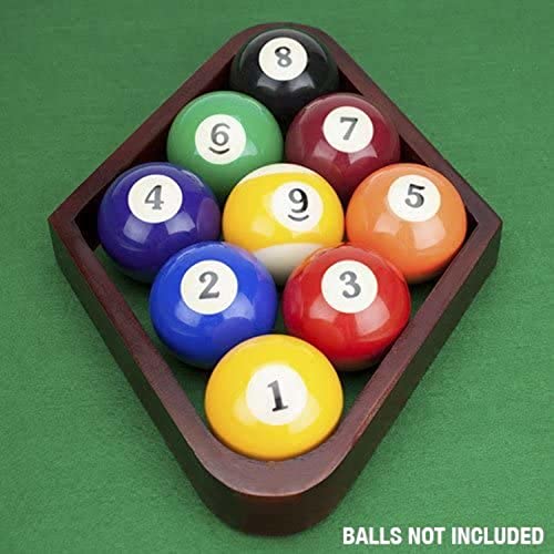 Brybelly Billiard Ball Rack Set - Diamond and Triangle Pool Racks for 8-Ball and 9-Ball Games - Mahogany Stain Wood, Official Regulation Size Pool Table Accessories