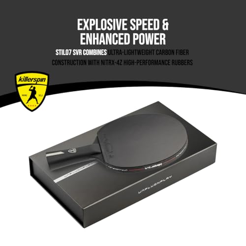Killerspin Stilo7 SVR Ping Pong Paddle, Performance-Level Table Tennis Racket with Carbon Technology, Memory Book Case, Black