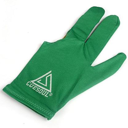 CUESOUL 10pcs/Set 3 Finger Billiards Gloves Pool Cue Gloves - color: Green