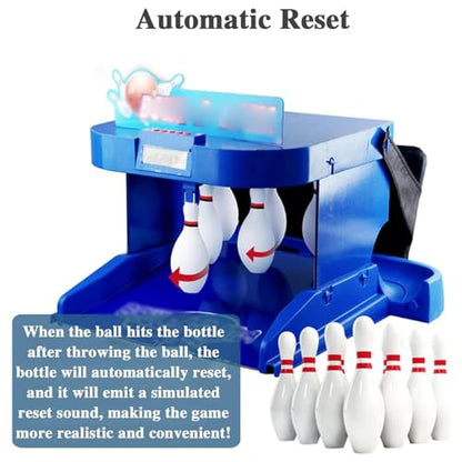 Bowling Set Kids Electronic Bowling Alley Game with Automatic Reset, Lighting, Simulation Sound Effect, Foldable Indoor Family Game Bowling Game for Children and Adults